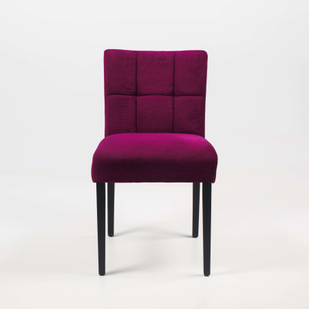 Chaise de salle à manger en tissu rose et hêtre massif noir - Carré Mobitec®