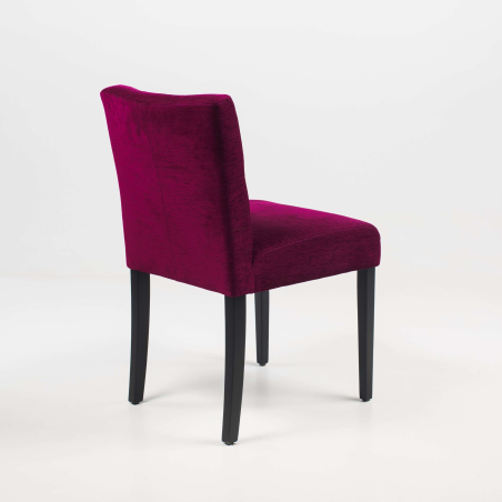 Chaise rembourrée violette en bois noir et tissu violet - Carré Mobitec®