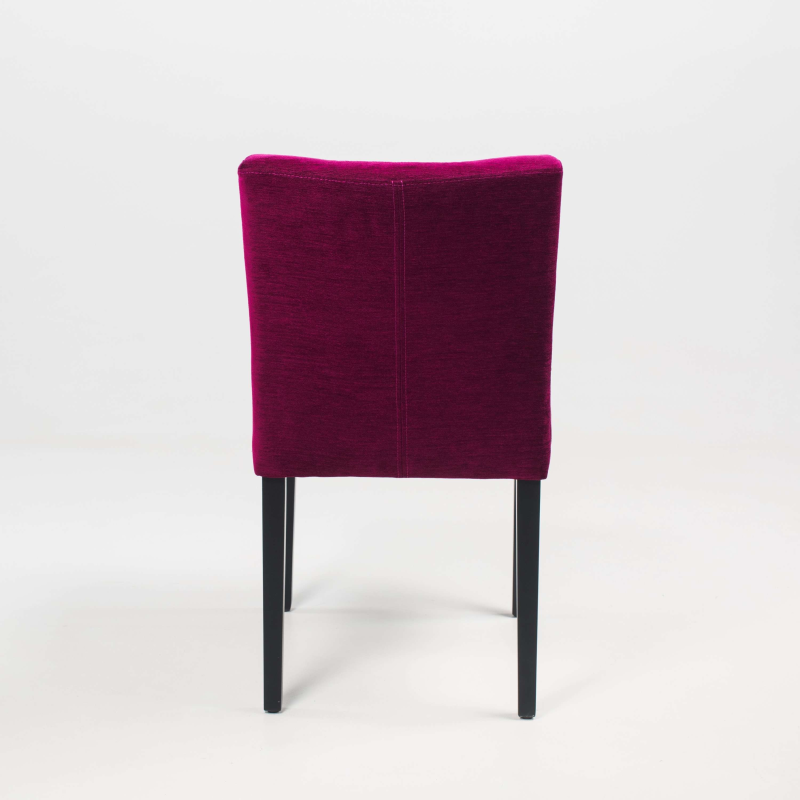 Chaise rembourrée en bois noir et tissu mauve - Carré Mobitec®