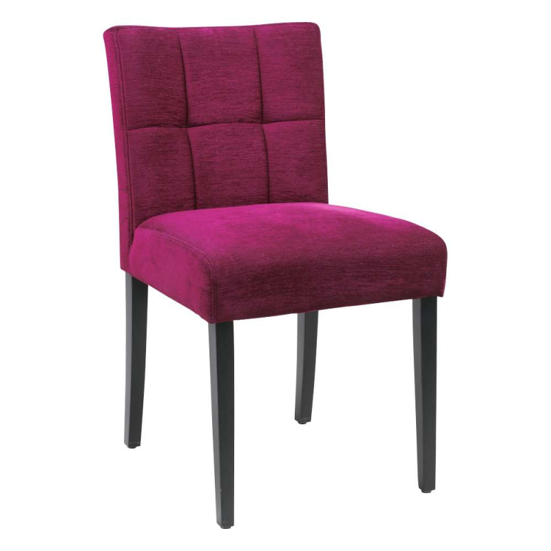 Chaise magenta en tissu et pieds en bois noir - Carré Mobitec®