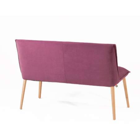 Banquette en tissu mauve et pieds en bois naturel - Soda Duo Mobitec