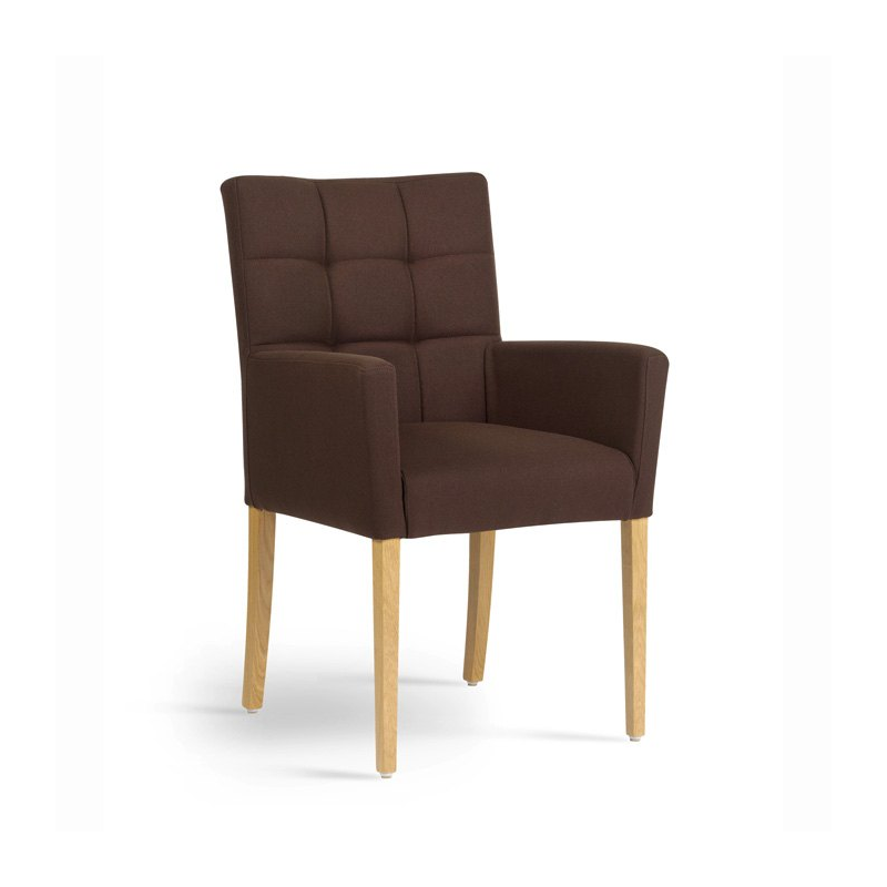 Fauteuil contemporain marron en tissu et pieds en bois massif - Carré Mobitec®