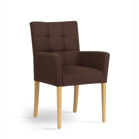Fauteuil contemporain marron en tissu et pieds en bois massif - Carré Mobitec®