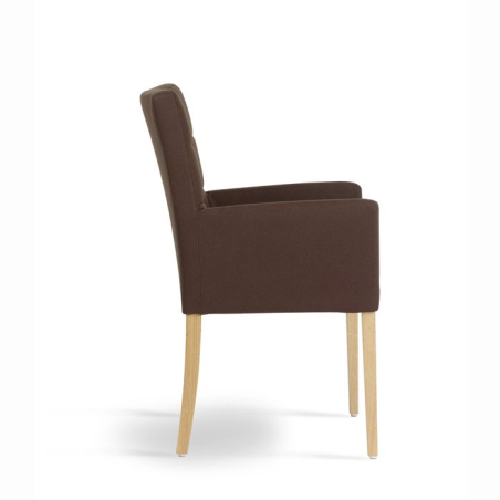 Fauteuil de salon marron avec dossier matelassé  - Carré Mobitec®
