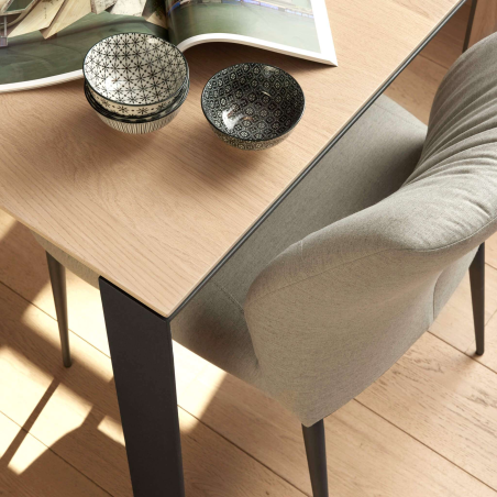 Chaise en tissu gris pieds en métal noir - Enora 47 Mobitec®