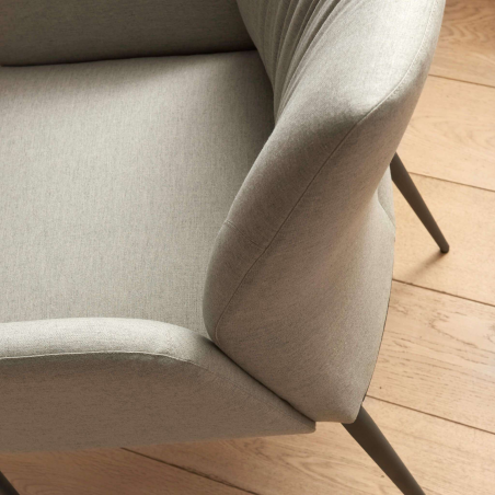 Fauteuil cocooning en tissu gris clair et pieds en métal noir - Enora Mobitec