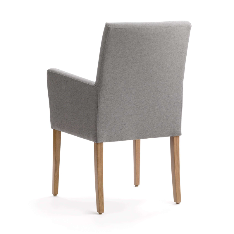 Fauteuil gris en tissu et pieds en bois clair - Vigo Mobitec