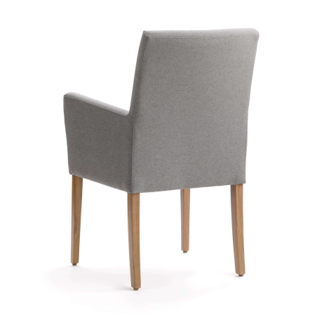 Fauteuil gris en tissu et pieds en bois clair - Vigo Mobitec