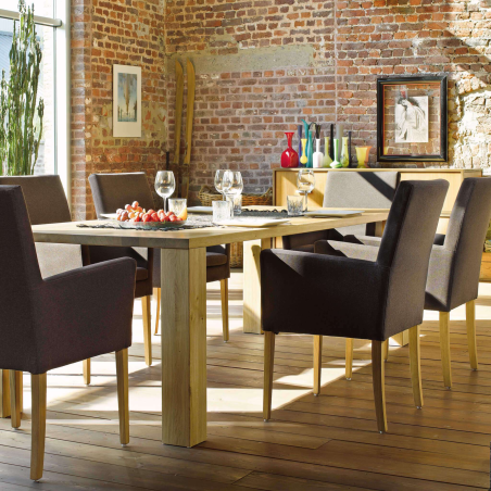 Fauteuil de salle à manger en tissu noir et pieds en bois - Vigo Mobitec