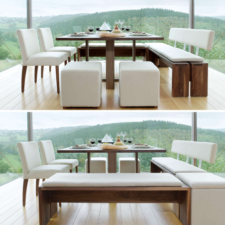 Chaise confortable blanche Mobitec® en tissu et pieds en chêne massif - Shanna