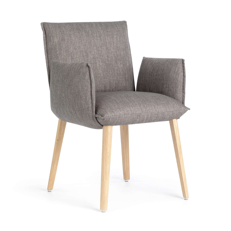 Fauteuil gris et pieds en bois marron clair - Soft Mobitec® 
