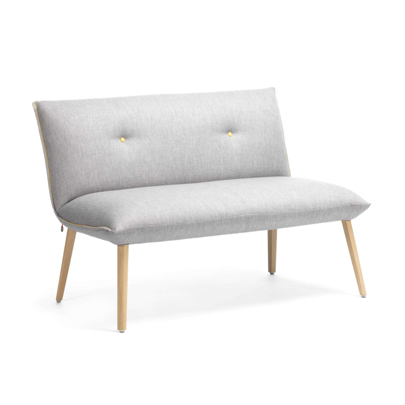 Banc rembourré en tissu blanc et pieds en bois massif - Soda Duo Mobitec