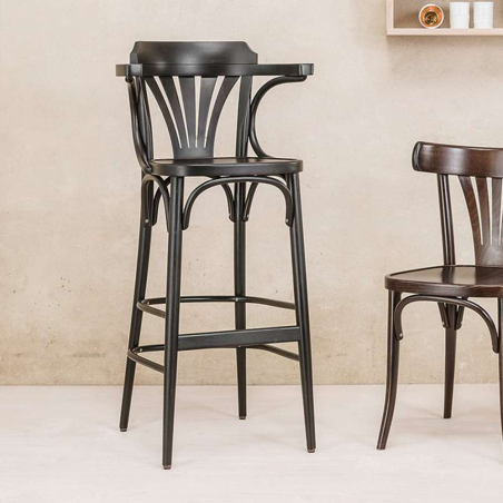 Tabouret en bois avec accoudoirs style bistrot - 135 TON®