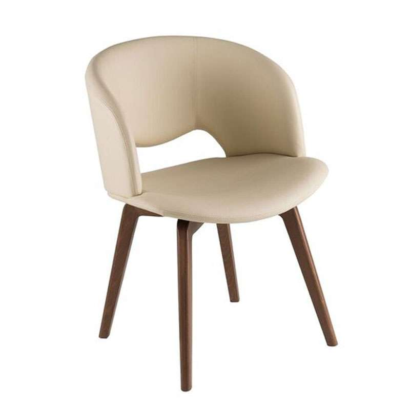 Fauteuil de salle à manger en bois et synthétique beige MG70 - Fashion