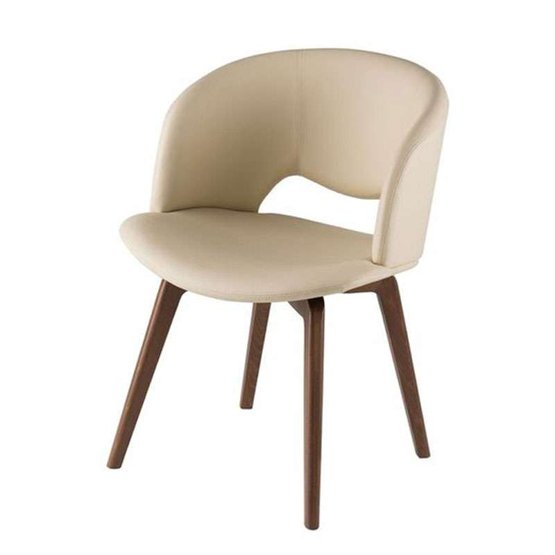 Fauteuil fabriqué en Italie  en synthétique blanc cassé MG70 et pieds en bois - Fashion