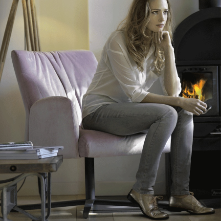 Fauteuil rose pivotant en tissu et métal - Enora Mobitec®