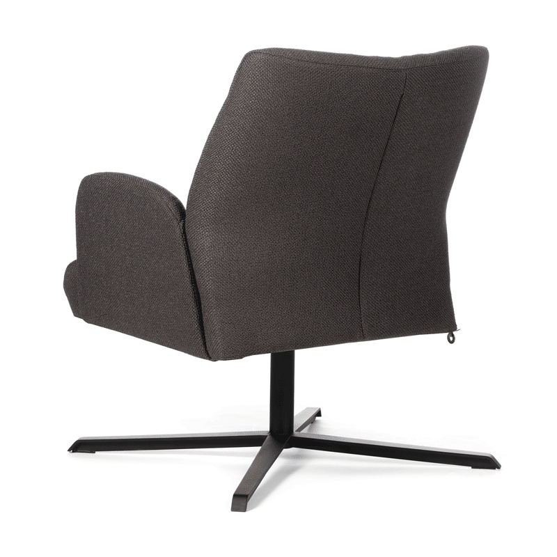 Fauteuil de séjour en tissu marron et pieds en croix métalliques - Enora Mobitec®