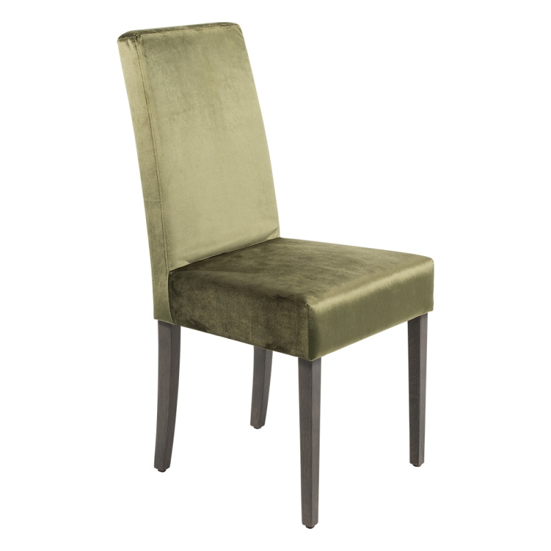 Chaise en tissu velours vert et chêne massif - Gaby Mobitec®