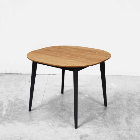 Table snack style scandinave en bois massif naturel et pieds noirs fabrication française - S9