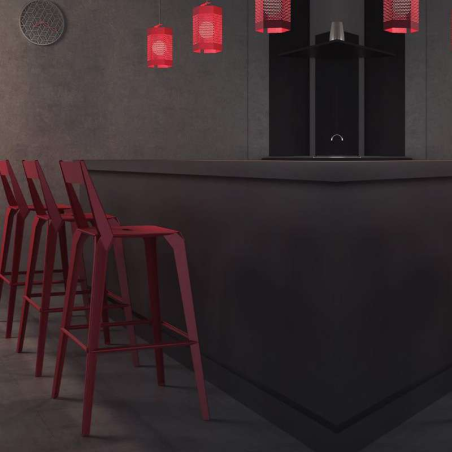 Tabouret industriel français en métal avec dossier - Valence