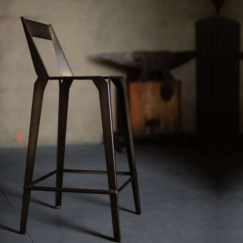 Tabouret snack français en métal avec dossier - Valence