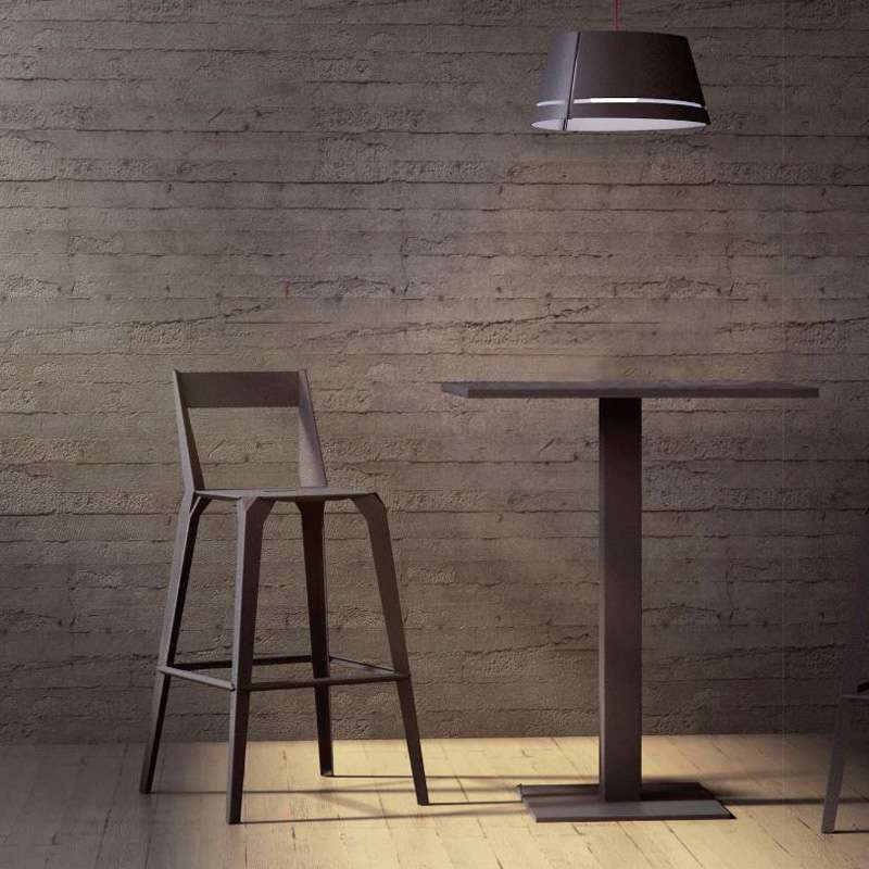 Tabouret snack industriel français en métal avec dossier - Valence