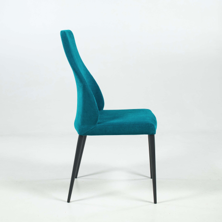 Chaise de salle à manger italienne moderne en tissu turquoise 68 Mystic et métal - Mathilde