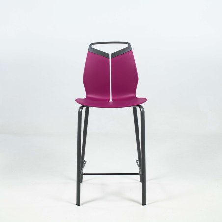 Tabouret snack coque polypropylène fuchsia 56 pieds en métal - Gripp