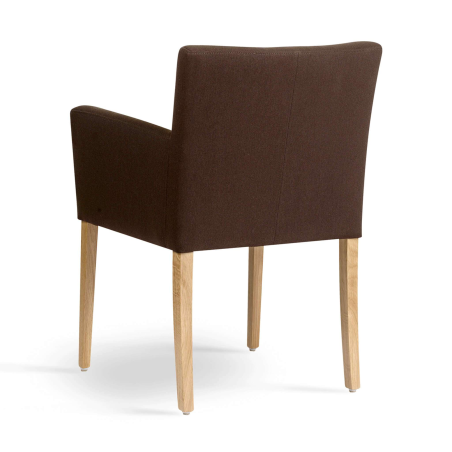 Fauteuil confortable en tissu marron et pieds en hêtre massif - Carré Mobitec®