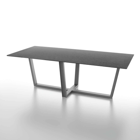 Table rectangulaire design en céramique noire et pieds en métal - Viktor