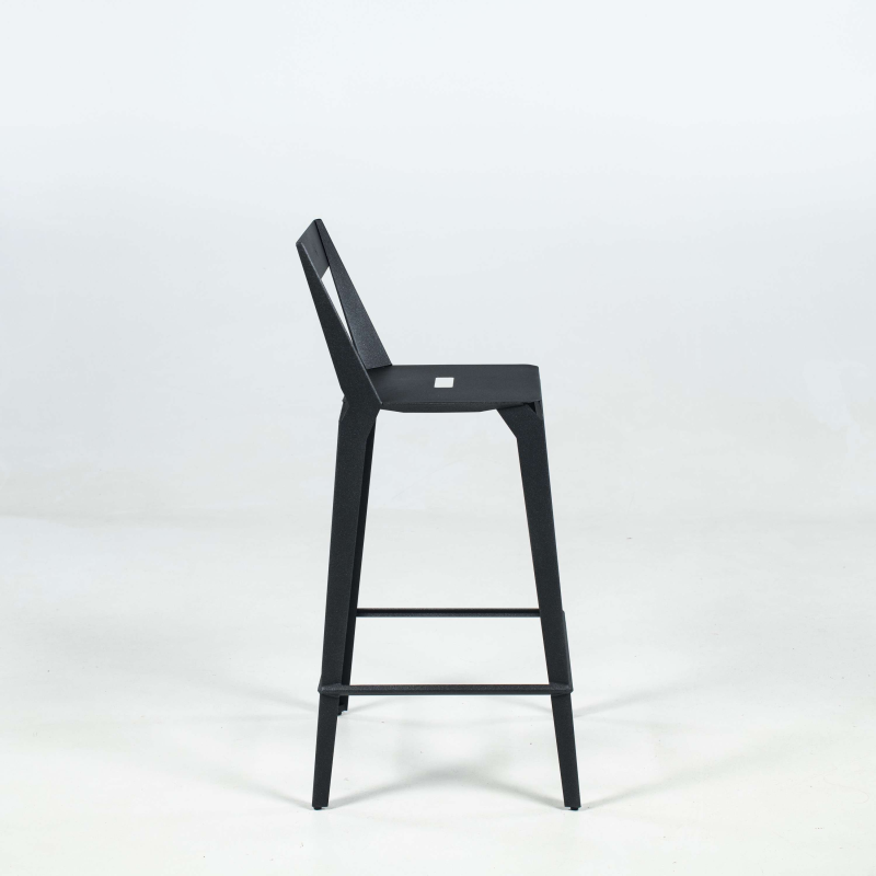 Tabouret hauteur 65 cm français en métal pour jardin avec dossier - Valence