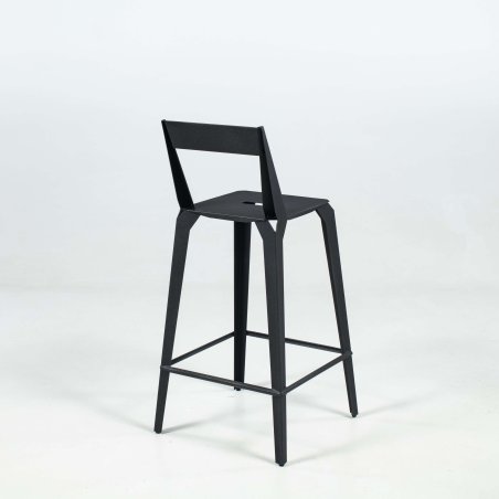 Tabouret snack français en métal pour jardin avec dossier - Valence