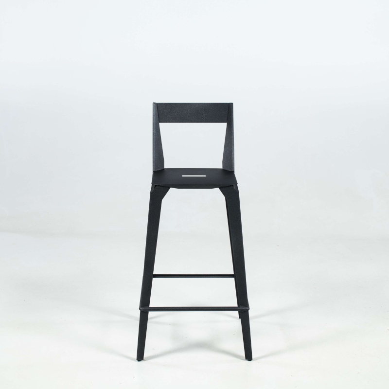 Tabouret snack industriel français en métal avec dossier - Valence