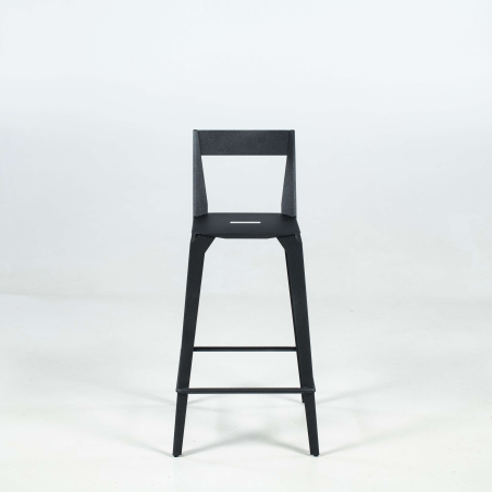 Tabouret snack industriel français en métal avec dossier - Valence