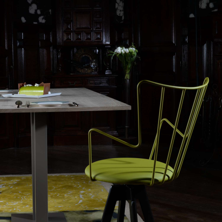 Tabouret snack design pivotant vert en synthétique et métal - Well 