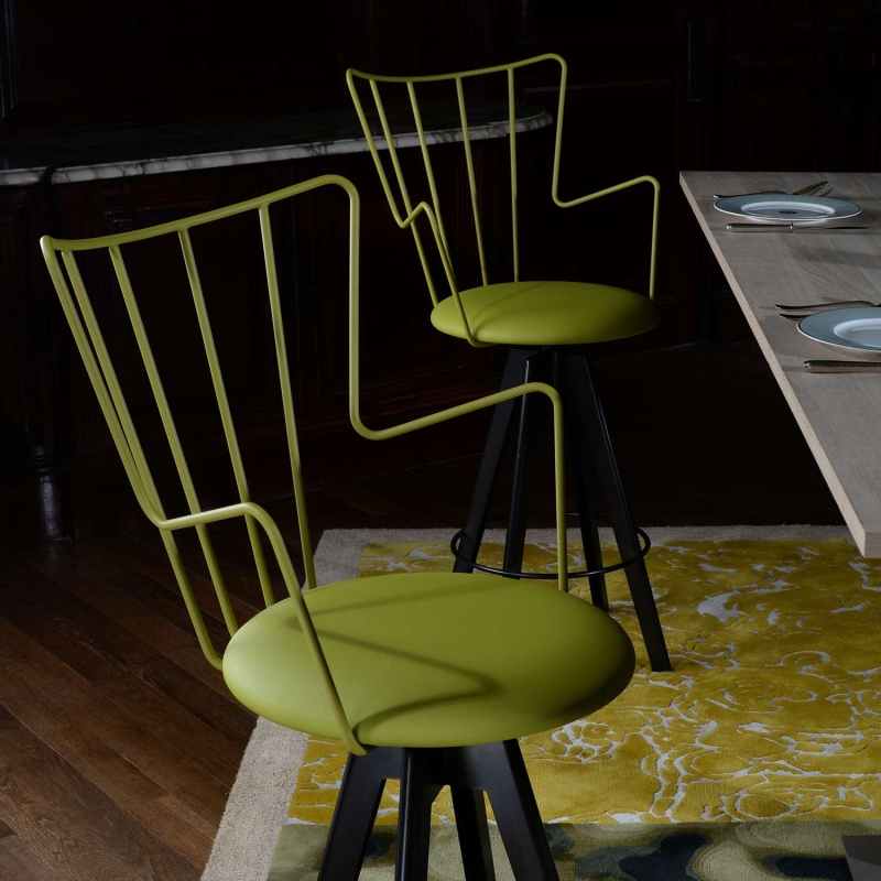 Tabouret snack design vert pivotant en synthétique et métal - Well 