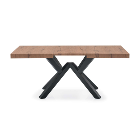 Table avec allonge design en mélaminé effet bois avec pieds en bois - Mikado Connubia©