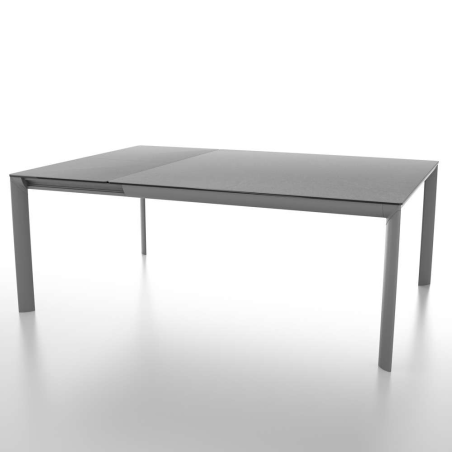 Table carrée avec allonge en céramique et pieds en métal - Cocoon