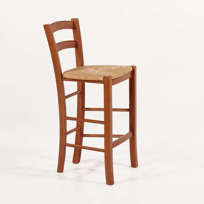 4 Pieds 4 Chaises Plan De Campagne Tabouret snack en bois massif et assise en paille style rustique