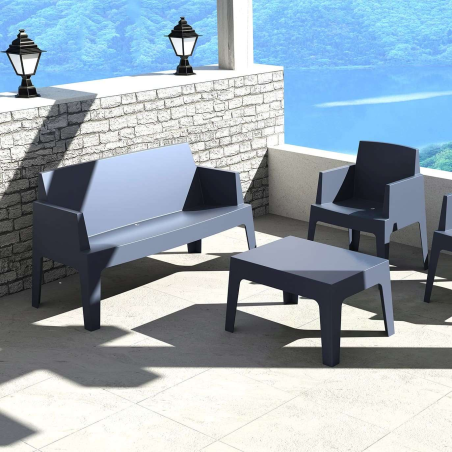Banquette de jardin en polypropylène gris foncé - Box Sofa