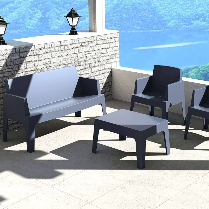 Table basse de jardin en polypropylène gris foncé - Box