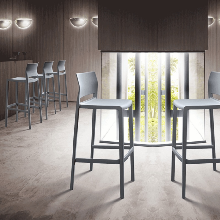Tabouret de bar moderne empilable gris - Bakhita