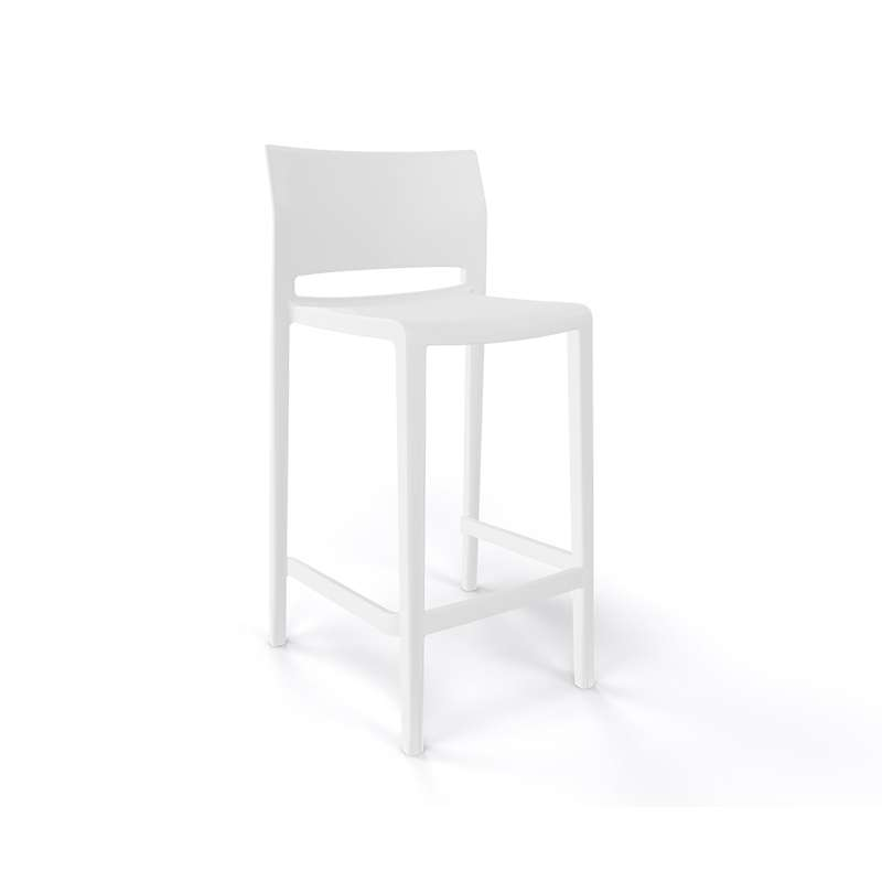 Tabouret snack moderne empilable blanc - Bakhita