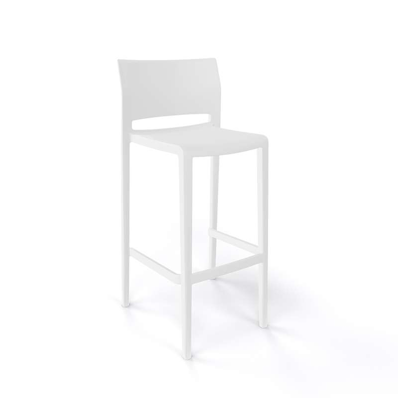 Tabouret de bar d'extérieur empilable blanc - Bakhita