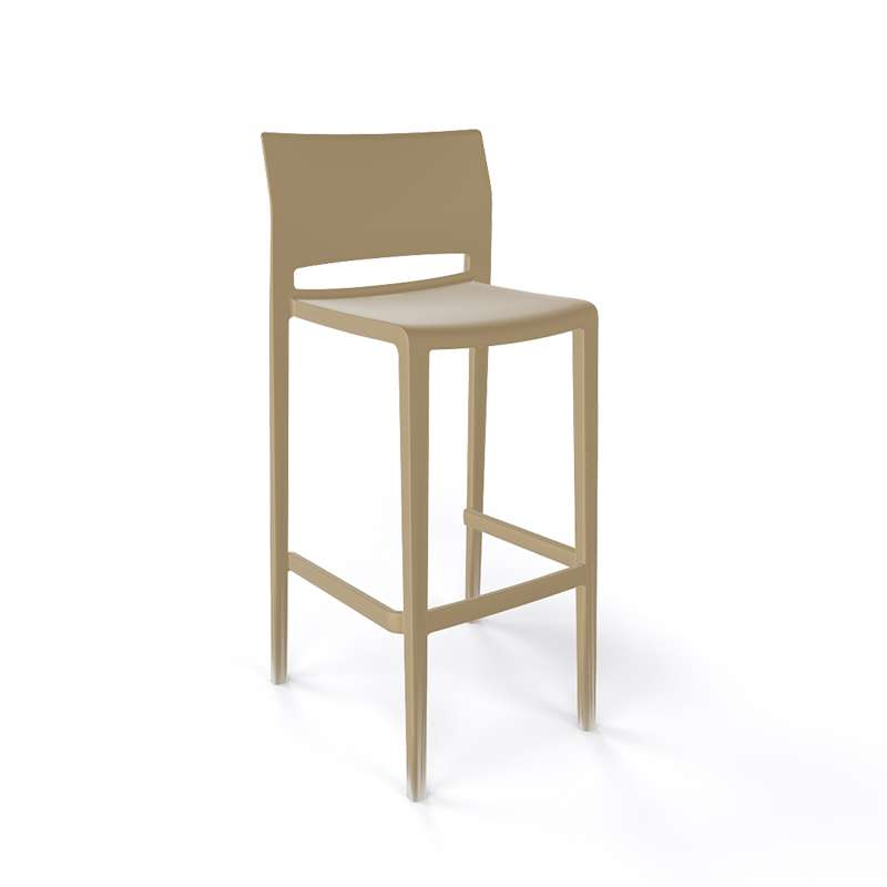 Tabouret de bar d'extérieur empilable taupe - Bakhita
