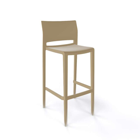 Tabouret de bar d'extérieur empilable taupe - Bakhita