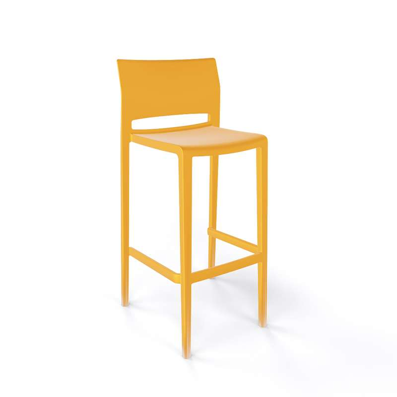 Tabouret de bar d'extérieur empilable jaune - Bakhita