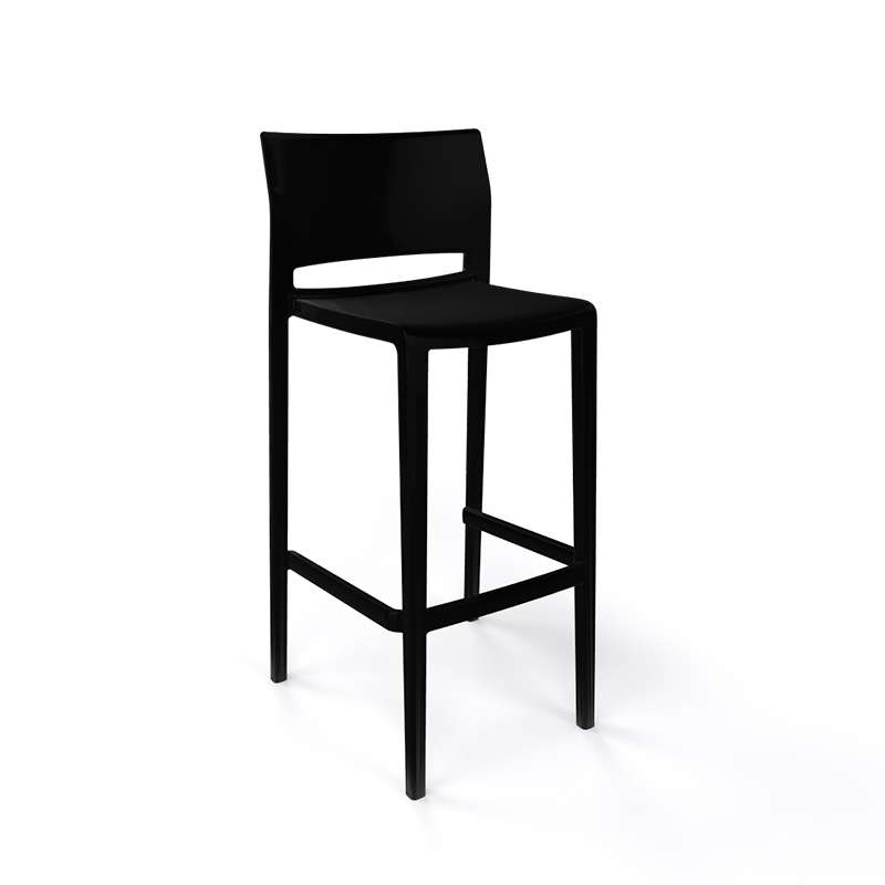 Tabouret de bar d'extérieur empilable noir - Bakhita