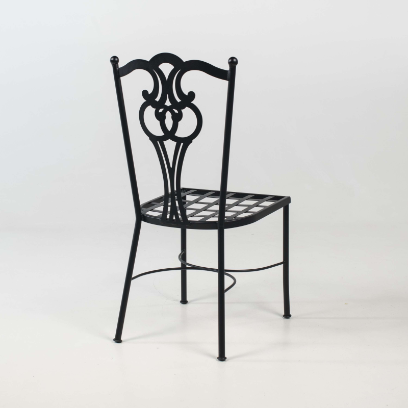 Chaise de terrasse provençale imitation fer forgé noir - Viena