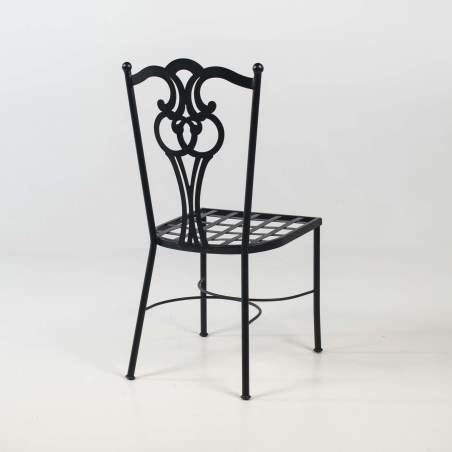 Chaise de terrasse provençale imitation fer forgé noir - Viena
